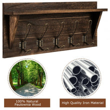 Load image into Gallery viewer, Rustic Wooden Wall-Mounted Entryway Hanging Shelf-Brown