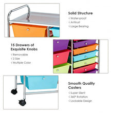 Load image into Gallery viewer, 15-Drawer Utility Rolling Organizer Cart Multi-Use Storage-Deep Multicolor