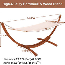 Load image into Gallery viewer, 142" x 50" x 51" Wooden Curved Arc Hammock