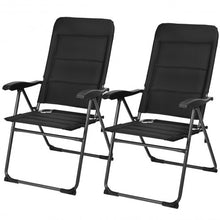 Load image into Gallery viewer, 2 Pcs Patio Back Adjustable Reclining Folding Chairs-Black
