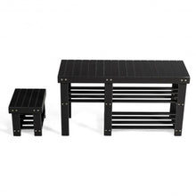 Load image into Gallery viewer, 3-Tier Entryway Bamboo Shoe Rack Bench Stool Storage Organizer