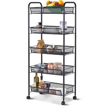 Load image into Gallery viewer, Black/Gray 5 Tier Storage Rack Trolley Cart-Gray