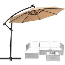Load image into Gallery viewer, 10FT 360° Rotation Solar Powered LED Patio Offset Umbrella-Beige