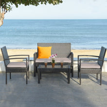 Load image into Gallery viewer, 4 pcs Patio Rattan Furniture Set Cushioned Loveseat Armrest Garden-Brown