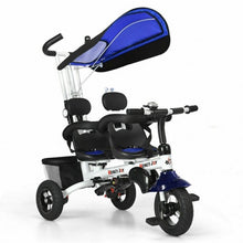 Load image into Gallery viewer, Twins Kids Baby Tricycle With Safety Double Rotatable Seat-Blue