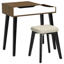 Load image into Gallery viewer, Vanity Table Set with Flip Top Mirror and Padded Stool-Wood