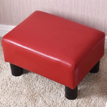 Load image into Gallery viewer, Small PU Leather Rectangular Seat Ottoman Footstool-Red