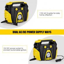 Load image into Gallery viewer, Portable Air Compressor Tire Inflator AC/DC Electric Pump with 3 Nozzle Adaptors