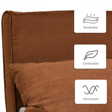 Load image into Gallery viewer, Chamois Convertible Sleeper Bed Arm Sofa with Pillow-Brown