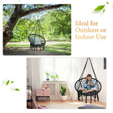 Load image into Gallery viewer, Hanging Macrame Hammock Chair with Handwoven Cotton Backrest-Black