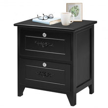 Load image into Gallery viewer, Solid Wood Elegant Storage Nightstand w/ 2 Locking Drawers-Black
