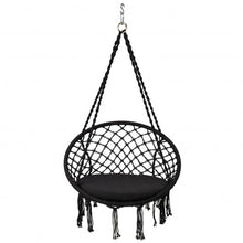 Load image into Gallery viewer, Macrame Cushioned Hanging Swing Hammock Chair-Black