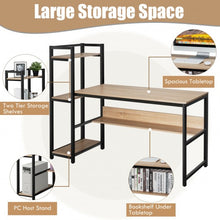 Load image into Gallery viewer, 59" Computer Desk Home Office Workstation 4-Tier Storage Shelves-Natural
