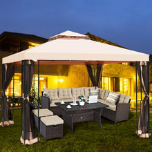Load image into Gallery viewer, 10 x 10 ft 2 Tier Vented Metal Gazebo Canopy with Mosquito Netting