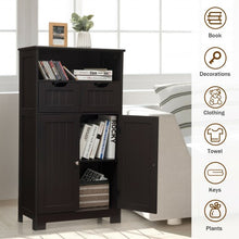 Load image into Gallery viewer, Bathroom Wooden Side Cabinet with 2 Drawers and 2 Doors-Coffee