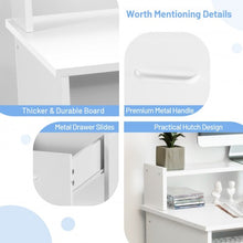 Load image into Gallery viewer, Modern Executive Desk Writing Table with 2-Tier Storage Shelves-White