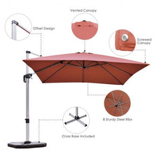 Load image into Gallery viewer, 10 Ft 360 Degree Tilt Aluminum Square Patio Offset Cantilever Umbrella-Brick Red