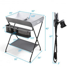 Load image into Gallery viewer, Portable Infant Changing Station Baby Diaper Table with Safety Belt-Gray