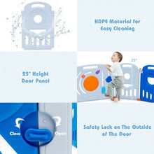 Load image into Gallery viewer, 16-Panel Baby Playpen Safety Play Center with Lockable Gate-Blue