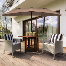 Load image into Gallery viewer, 15 Ft Solar LED Patio Double-sided Umbrella Market Umbrella with Weight Base