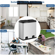 Load image into Gallery viewer, 16 Gallon Dual Step Stainless Steel Double Bucket Trash Can