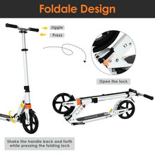Load image into Gallery viewer, Folding Aluminium Adjustable Kick Scooter with Shoulder Strap-White