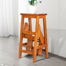 Load image into Gallery viewer, 3 Tier Step Stool 3 in 1 Folding Ladder Bench-Natural