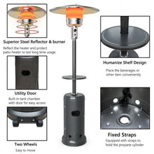 Load image into Gallery viewer, Outdoor Heater Propane Standing LP Gas Steel with Table & Wheels-Gray