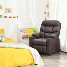 Load image into Gallery viewer, PU Leather Kids Recliner Chair with Cup Holders and Side Pockets-Brown
