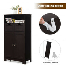 Load image into Gallery viewer, Bathroom Wooden Side Cabinet with 2 Drawers and 2 Doors-Coffee