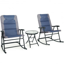 Load image into Gallery viewer, 3 pcs Outdoor Folding Rocking Chair Table Set-Blue