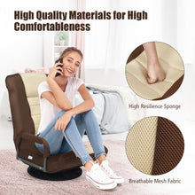 Load image into Gallery viewer, 360-Degree Swivel Gaming Floor Chair with Foldable Adjustable Backrest-Brown