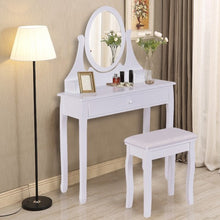 Load image into Gallery viewer, Vanity Wooden Makeup Dressing Table Stool Set -White
