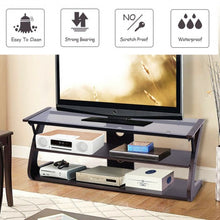 Load image into Gallery viewer, 3-Tier Tempered Glass Top Media Console TV Stand