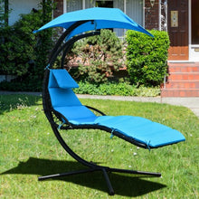 Load image into Gallery viewer, Hanging Stand Chaise Lounger Swing Chair w/ Pillow-Blue