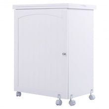 Load image into Gallery viewer, White Folding Swing Craft Table Storage Shelves Cabinet