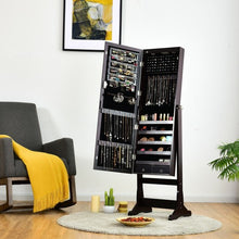 Load image into Gallery viewer, Lockable Mirrored Jewelry Cabinet with Stand and Led Lights-Brown