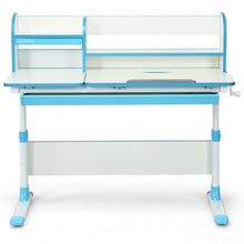 Load image into Gallery viewer, Adjustable Height Study Desk with Drawer and Tilted Desktop for School and Home-Blue
