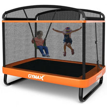 Load image into Gallery viewer, 6 Feet Kids Entertaining Trampoline with Swing Safety Fence-Orange
