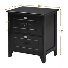 Load image into Gallery viewer, Solid Wood Elegant Storage Nightstand w/ 2 Locking Drawers-Black