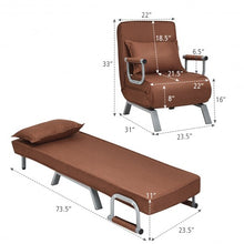 Load image into Gallery viewer, Folding 5 Position Convertible Sleeper Bed Armchair Lounge Couch w/Pillow-Coffee
