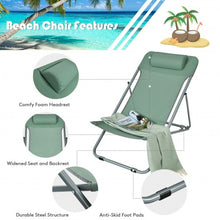 Load image into Gallery viewer, Portable Beach Chair Set of 2 with Headrest -Green