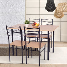 Load image into Gallery viewer, 5 pcs Wood Metal Dining Table Set with 4 Chairs