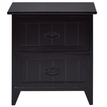 Load image into Gallery viewer, Nightstand End Side Table 2 Drawers Storage Wood Bedroom-Black