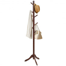 Load image into Gallery viewer, Adjustable Wooden Tree Coat Rack with 8 Hooks-Brown