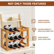 Load image into Gallery viewer, 3-Tier Bar Kitchen 12-Bottle Wine Display Holder with Wooden Tabletop