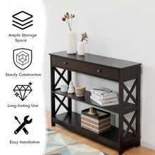Load image into Gallery viewer, Console Table 3-Tier with Drawer and Storage Shelves-Espresso