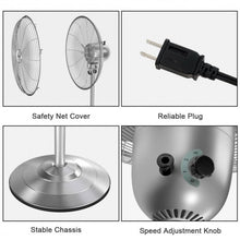 Load image into Gallery viewer, 16" Metal Adjustable Oscillating Pedestal Fan-Silver