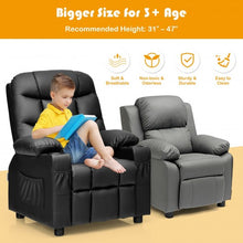 Load image into Gallery viewer, PU Leather Kids Recliner Chair with Cup Holders and Side Pockets-Black