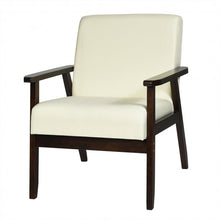 Load image into Gallery viewer, Solid Rubber Wood Fabric Accent Armchair-Beige